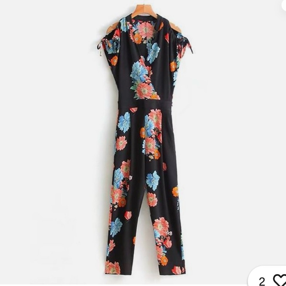 Rebellion Black Floral Jumpsuit size S‎